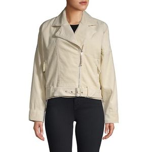 Lost and Wander Moto Jacket Notch Lapel Corduroy Cream size Med NWT